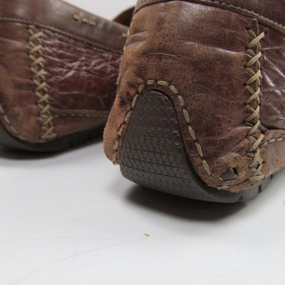Stemar Mens Brown Leather Moc Toe Driving Penny Loafers Size US 8 1/2 - Picture 13 of 14